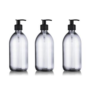 Lot de 3 distributeurs de savon transparent en verre 500mL