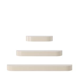 Lot de 3 étagères aux bords arrondis en bois - Beige