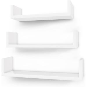 Lot de 3 étagères effet bois blanche 40 x 10 x 9 cm