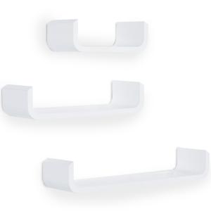 Lot de 3 étagères murales flottantes blanches