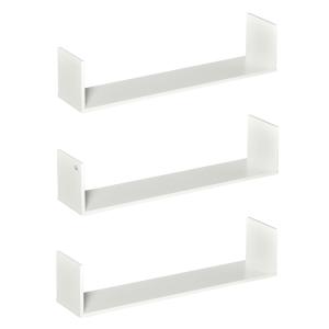 Lot de 3 étagères murales flottantes grain de bois blanc