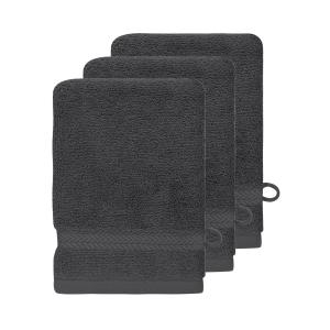 Lot de 3 gants de toilette 550 g/m²  ardoise 16x22 cm