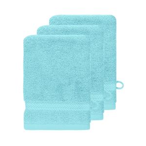 Lot de 3 gants de toilette 550 g/m²  bleu turquoise 16x22 c…