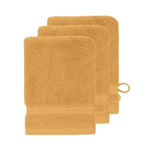 Lot de 3 gants de toilette 550 g/m²  caramel 16x22 cm