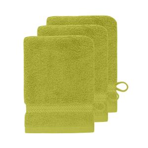 Lot de 3 gants de toilette 550 g/m²  citronelle 16x22 cm