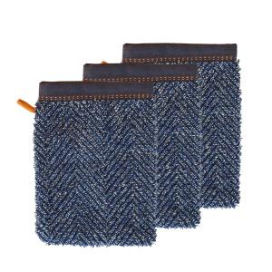 Lot de 3 gants de toilette 550 g/m²  denim 16x22 cm