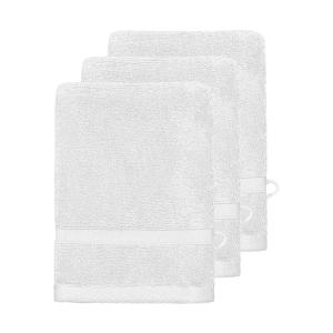 Lot de 3 gants de toilette 600 g/m²  blanc 16x22 cm
