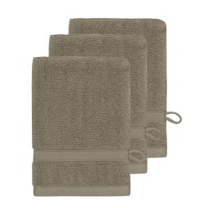 Lot de 3 gants de toilette 600 g/m²  noisette 16x22 cm