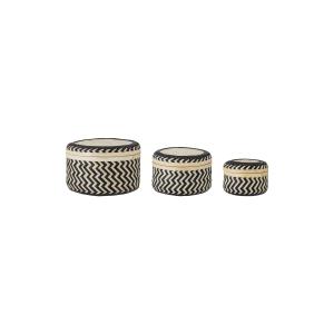 Lot de 3 paniers avec Couvercle en bambou noir H16xD25