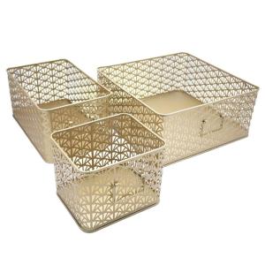 Lot de 3 paniers de rangement en métal doré 32 x 32 x 14 cm…