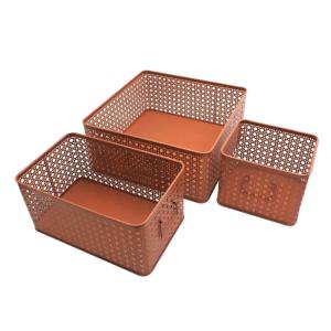 Lot de 3 paniers de rangement en métal terracotta 32 x 32 x…