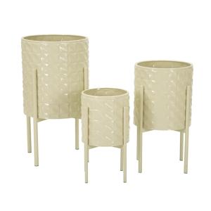 Lot de  3 porte-pots en métal coloré Ø 36x56,5-30x48,5-24x3…