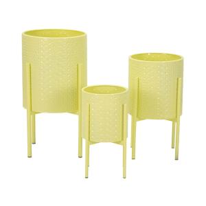 Lot de  3 porte-pots en métal coloré Ø 36x56,5-30x48,5-24x3…