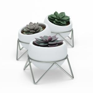 Lot de 3 pots potsy en céramique blanc