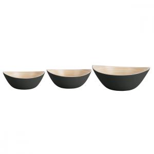 Lot de 3 saladiers ovale en bambou noir