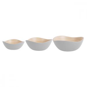 Lot de 3 saladiers rond en bambou blanc