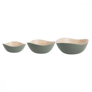 Lot de 3 saladiers rond en bambou vert