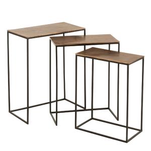 Lot de 3 sellettes 53, 48, 43 cm en aluminium marron et noir