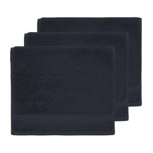 Lot de 3 serviettes invité 550 g/m²  bleu nuit 30x50 cm