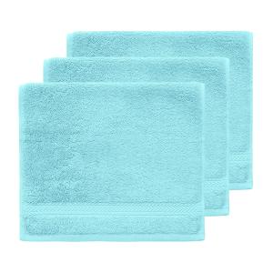 Lot de 3 serviettes invité 550 g/m²  bleu turquoise 30x50 c…