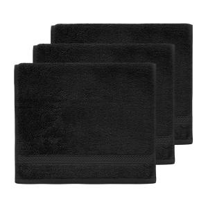 Lot de 3 serviettes invité 550 g/m²  noir 30x50 cm