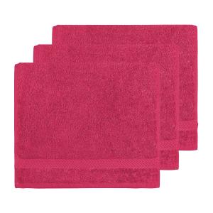 Lot de 3 serviettes invité 550 g/m²  rose indien 30x50 cm