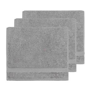 Lot de 3 serviettes invité 550gr/m²  gris perle 30x50 cm
