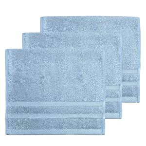 Lot de 3 serviettes invité 600 g/m²  azur 30x50 cm