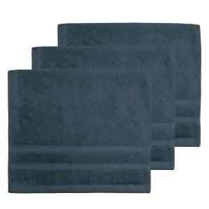 Lot de 3 serviettes invité 600 g/m²  indigo 30x50 cm