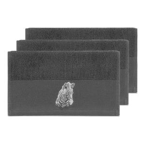 Lot de 3 serviettes invité Anthracite 30x50 cm