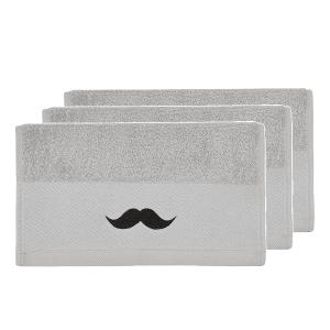 Lot de 3 serviettes invité en coton Gris Cendré 30x50 cm