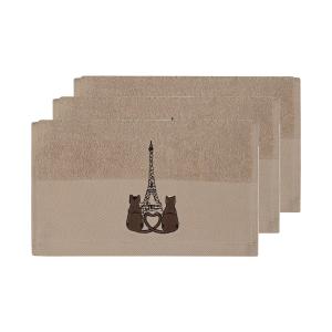Lot de 3 serviettes invité en coton Sable 30x50 cm