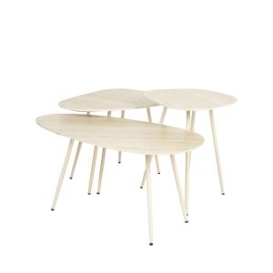 Lot de 3 tables basses organiques gigognes effet travertin…