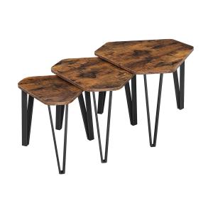 Lot de 3 tables gigognes avec pieds en acier et décor bois…