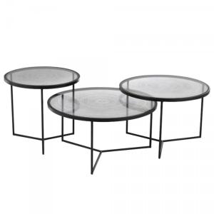 Lot de 3 tables gigognes rondes en verre