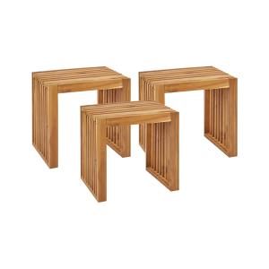 Lot de 3 tabourets acacia marron