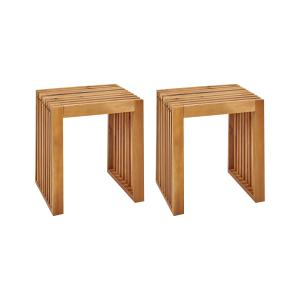 Lot de 3 tabourets de jardin acacia marron