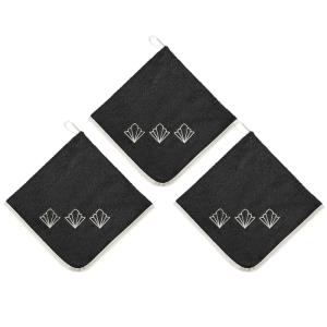 Lot de 3 torchons carrés en éponge coton  noir  50x50 cm