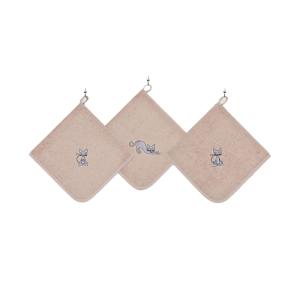 Lot de 3 torchons carrés en éponge coton  sable