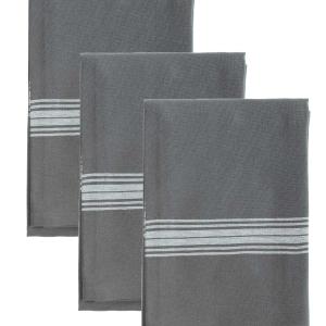 Lot de 3 torchons coton  silver gris 50x70 cm