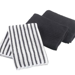 Lot de 3 torchons de cuisine en microfibre noir