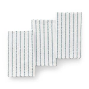 Lot de 3 torchons en coton à rayures aqua marine 45x70 cm