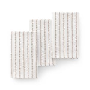 Lot de 3 torchons en coton à rayures beige 45x70 cm