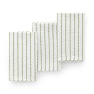 Lot de 3 torchons en coton à rayures vert 45x70 cm