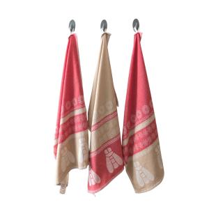 Lot de 3 torchons rouges /taupes 50x80cm