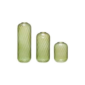 Lot de 3 vases en verre vert
