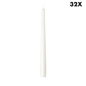 Lot de 32 bougies blanc, 24.5cm