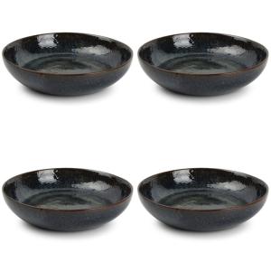 Lot de 4 assiette creuse bleu en grès 21,5xh5cm
