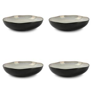 Lot de 4 assiette creuse gris en grès 22,5xh5cm
