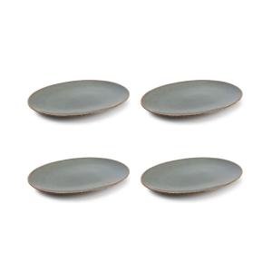 Lot de 4 assiette vert en porcelaine 30x21cm